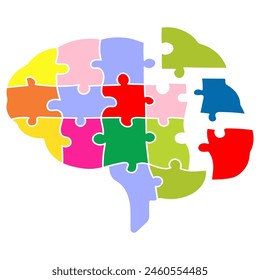 Icono de Vector de Plantilla de diseño de logotipo de rompecabezas cerebral