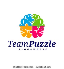 Brain Puzzle logo design vector template, Vector label of puzzle, illustration, Creative icon, design concept