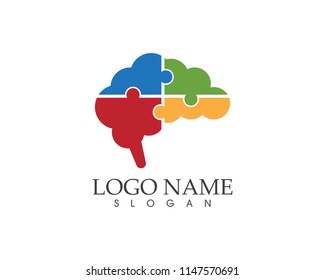 Brain puzzle logo vector illustration