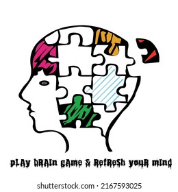 Idea de cambio de motivación de la cabeza del hombre del juego de la mente del rompecabezas del cerebro