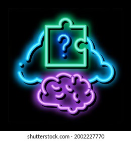 Hirnpuzzle Neon-Leuchtzeichen Vektor. Leuchtendes Symbol Hirn Rätsel Schild. transparente Symbolillustration