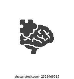 Brain with a puzzle piece vector icon. filled flat sign for mobile concept and web design. Behavioral Therapy glyph icon. Symbol, logo illustration. Vector graphics