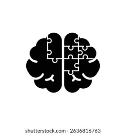 Brain with Puzzle Pieces Representing Teamwork and Insight