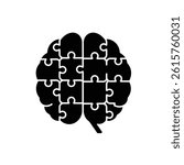 Brain Puzzle Silhouette Representing Mental Health Solutions And Cognitive Development