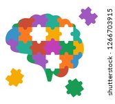 Brain puzzle vector color illustration isolated on white