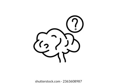 Brain question icon. Icon related to critical thinking. suitable for web site design, app, UI, user interfaces, printable etc. Line icon style. Simple vector design editable