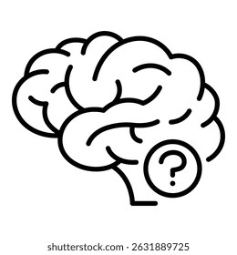 cérebro com ícone de ponto de interrogação, simbolizando a curiosidade humana e o pensamento crítico, ideais para a educação, o crescimento e o contexto de desenvolvimento.