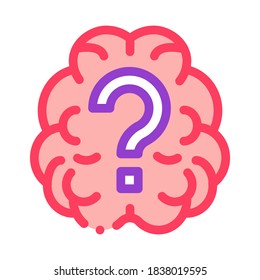 Brain And Question Mark Icon Vector. Outline Brain And Question Mark Sign. Isolated Contour Symbol Illustration