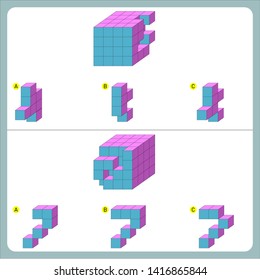 Brain questions puzzle - Cube shape. Find the non-given
