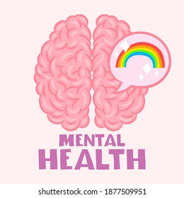 Brain With Rainbow To Raise Awareness For World Mental Health Day