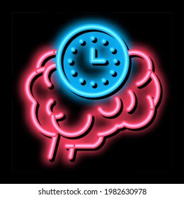 tiempo de reacción cerebral, vector de signo de luz neón. Icono brillante señal de tiempo de reacción cerebral. ilustración de símbolo transparente