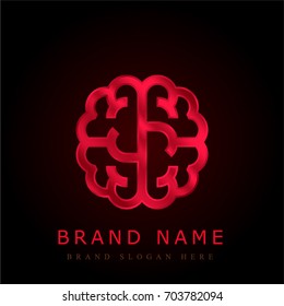 Brain red chromium metallic logo