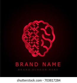 Brain red chromium metallic logo