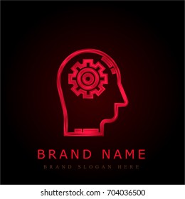 Brain red chromium metallic logo
