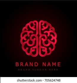 Brain red chromium metallic logo