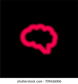 Brain red glowing neon ui ux icon. Glowing sign logo vector