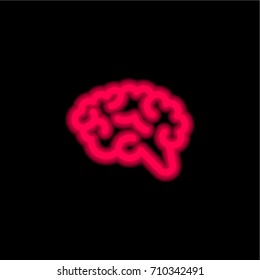 Brain red glowing neon ui ux icon. Glowing sign logo vector
