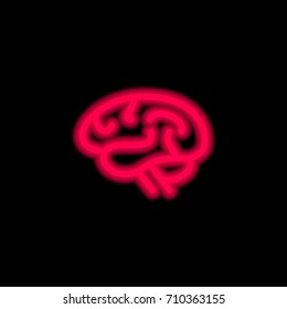Brain red glowing neon ui ux icon. Glowing sign logo vector