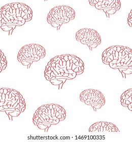 brain red vector seamless pattern. Concept for print, web design, wallpapers, menu