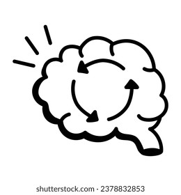 A brain refresh doodle icon, premium download