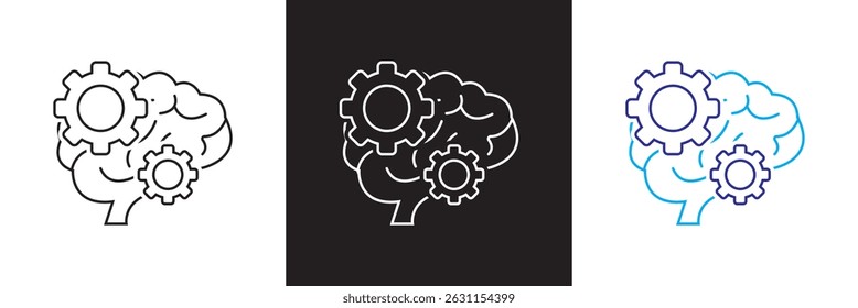Brain related icon. Vector for websites, mobile interfaces, presentations, banner, visual branding etc. Vector illustration. isolated on white and black background. EPS 10