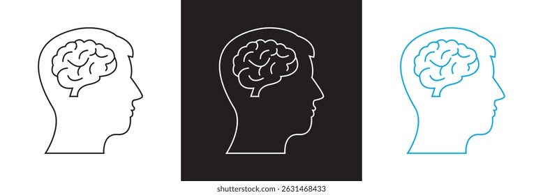 Brain related icon. Vector for websites, mobile interfaces, presentations, banner, visual branding etc. Vector illustration. isolated on white and black background. EPS 10