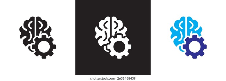 Brain related icon. Vector for websites, mobile interfaces, presentations, banner, visual branding etc. Vector illustration. isolated on white and black background. EPS 10