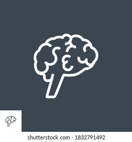 Brain Related Vector Line Icon. Isolated on Black Background. Editable Stroke.