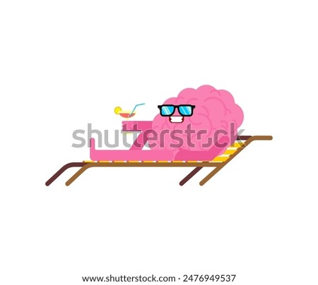 Brain relax in Chaise lounge. Brains are resting. Rest for thoughts
