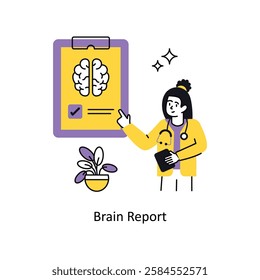 Brain Report Concept vector illustration.  isolated on white Background. 