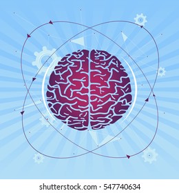 Brain research - Brain on blue background.