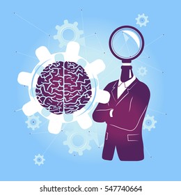 Brain research - Brain on blue background.