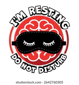 Tempo de descanso cerebral. Sinal de aviso em quadrinhos para impressão de banner ou camiseta. Vetor no plano de fundo transparente