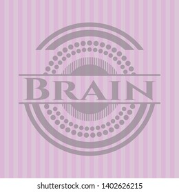 Brain retro pink emblem. Vector Illustration. Detailed.