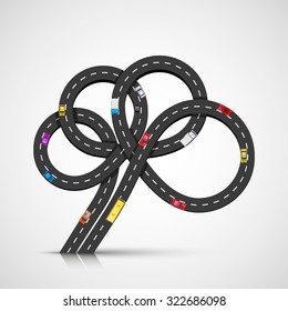 Brain road location. Vector illustration