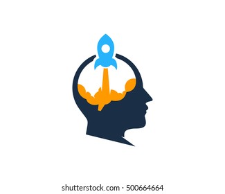 Brain Rocket Mind Boost Logo Design Template