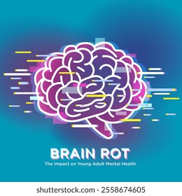 Brain Rot: The Impact on Young Adult Mental Health. Low-Quality Online Content.A visual commentary on the decline of critical thinking due to overexposure to low-quality social media content.