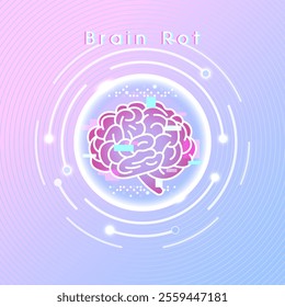 Brain Rot: The Impact on Young Adult Mental Health. Low-Quality Online Content.A visual commentary on the decline of critical thinking due to overexposure to low-quality social media content.