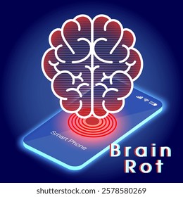 Brain Rot: The Impact on Young Adult Mental Health. Low-Quality Online Content.A visual commentary on the decline of critical thinking due to overexposure to low-quality social media content.