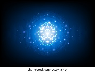 Brain and round circuit and light set on sound-wave set, Technology abstract and innovation concept, Vector illustration background.
