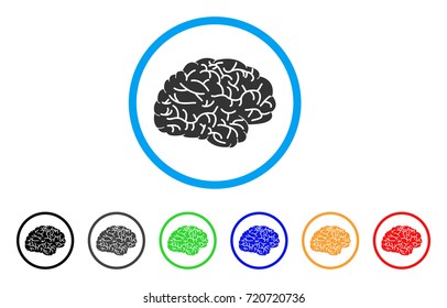 Brain rounded icon. Style is a flat brain gray symbol inside light blue circle with black, gray, green, blue, red, orange variants. Vector designed for web and software interfaces.
