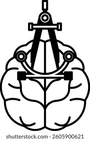 A brain with a ruler on it. The ruler is pointing to the top of the brain