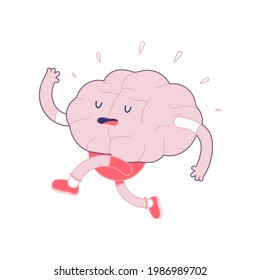 Brain Run. Modern Flat Vector Illustration. Train Your Brain. Social Media Template.