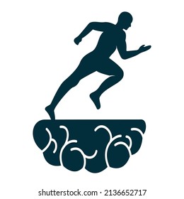 Brain Runner Logo Vector Design. Atlantic Brain Runs vector Template Design.	