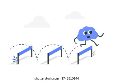 Brain Running And Jumping Over An Obstacle. Mental Agility Concept Illustration.