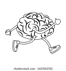 Brain running with shoes cartoon isolated vector illustration graphic design