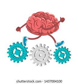 Brain Running Shoes On Gears Cartoons Stock Vector (Royalty Free