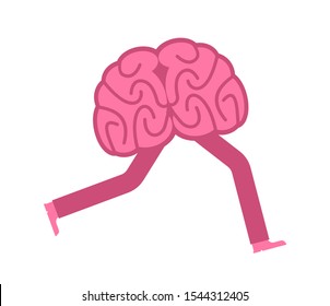 Brain Runs Isolated Brains Run Thoughts Stock Vector (Royalty Free ...