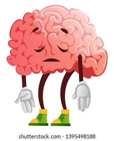 Brain Is Sad, Illustration, Vector On White Background.