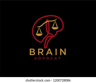 Brain and scale of justice logo design inspiration
